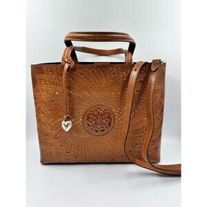 Brighton Fiora Large Leather Cognac Tote Shoulder Bag New
